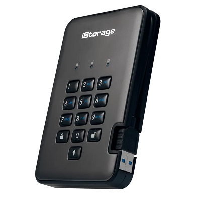 דיסק קשיח חיצוני נייד מוצפן פלאש iStorage diskAshur Pro2 SSD 256-bit 1TB Classified IS-DAP2-256-SSD-1000-C External 2.5'' DiskAshur Pro2 Encrypted USB 3.1